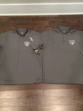 Bundle of 2 Ultra Club Gray Polo Shirts With Charity Logo - Large & Medium - NWT